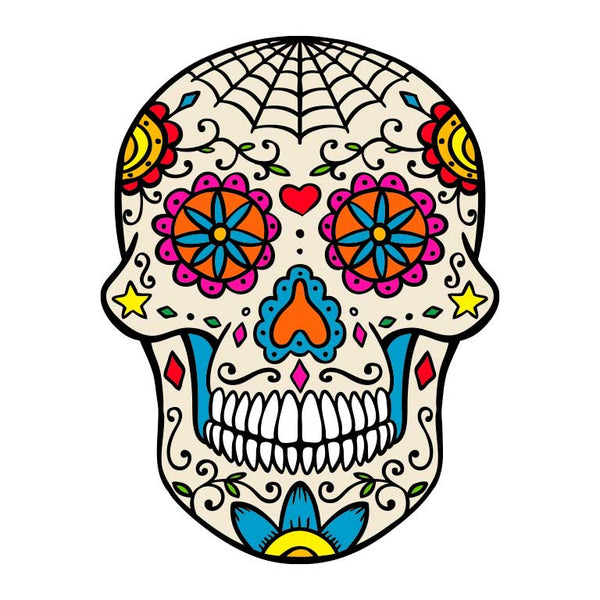 Dia de los Muertos Sugar Skull with Top Hat Graphic Decal