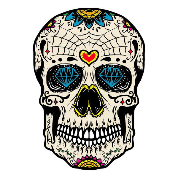 Dia de los Muertos Sugar Skull with Top Hat Graphic Decal