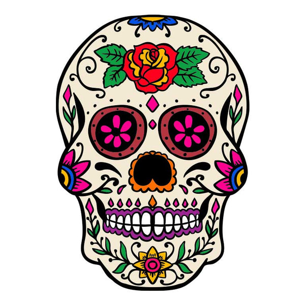 Dia de los Muertos Sugar Skull with Top Hat Graphic Decal