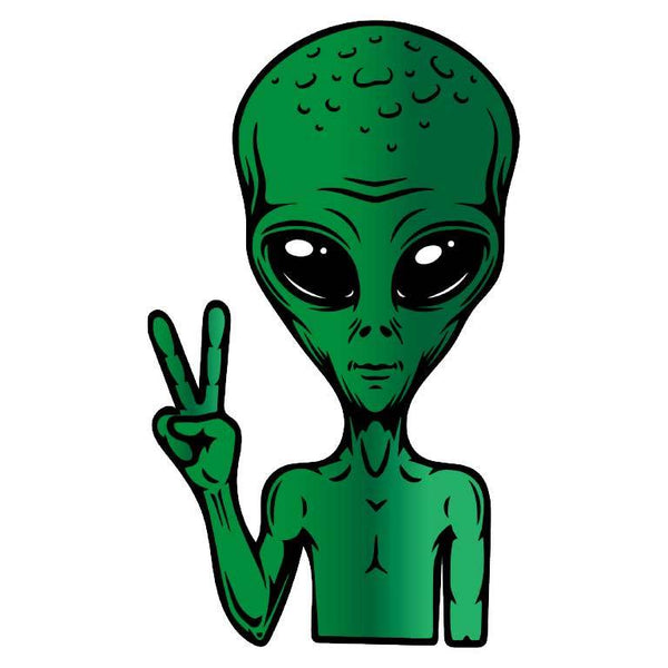 Alien Giving Peace Sign Graphic Decal - Ragged Apparel Screen Printing ...