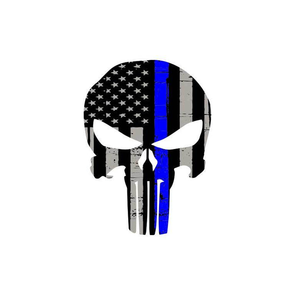 Police Thin Blue Line Punisher Flag Graphic Decal - Ragged Apparel ...