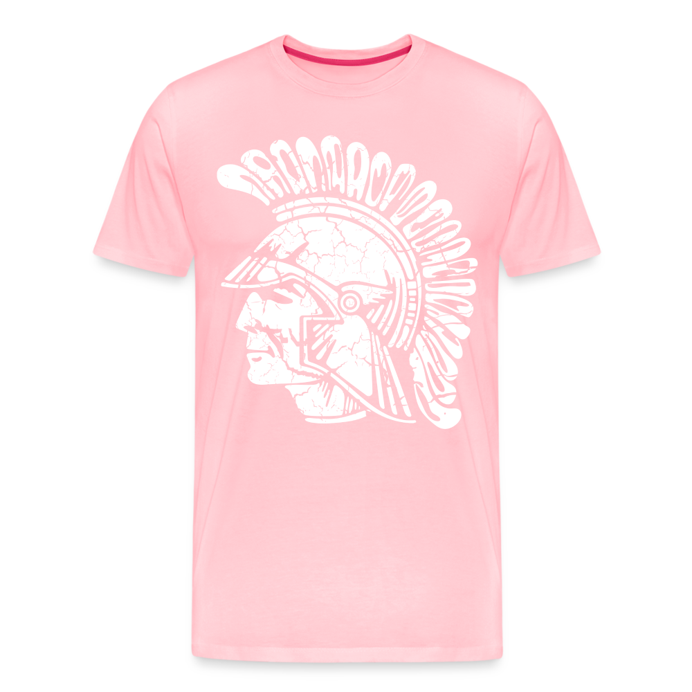 Mayfield High School Distressed Old School Trojan Head Logo - pink